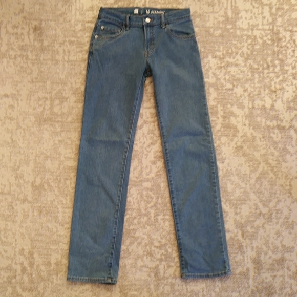 Gap Denim Adjustable Waist Straight Jeans 16 Slim Blue - Picture 2 of 16